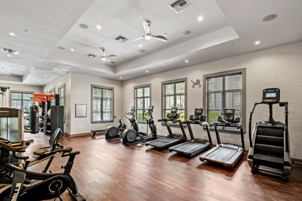 Fitness center with cardio machines and strength training equipment