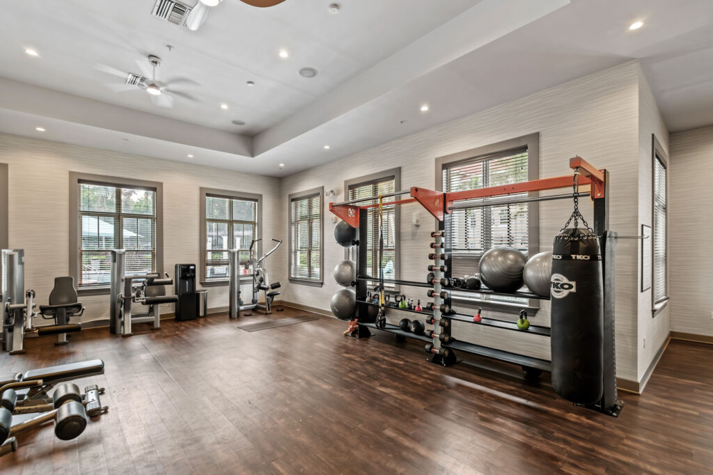 Fitness center with cardio machines and strength training equipment