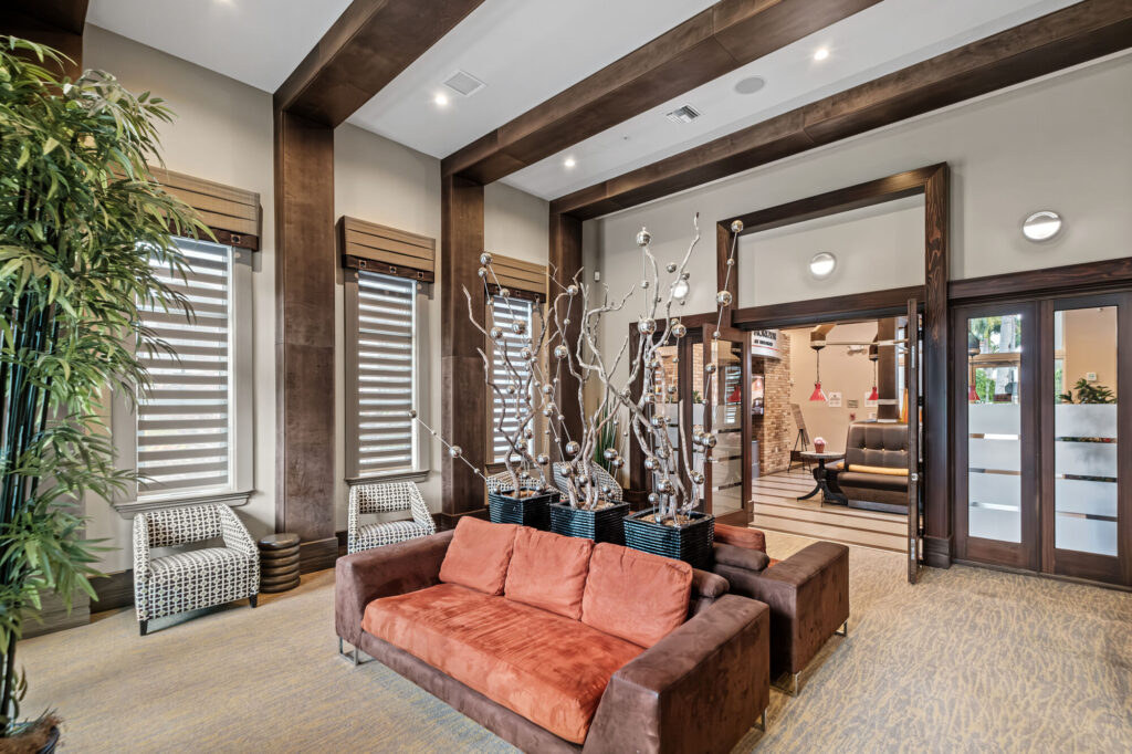 Clubhouse lounge with sofas and chairs