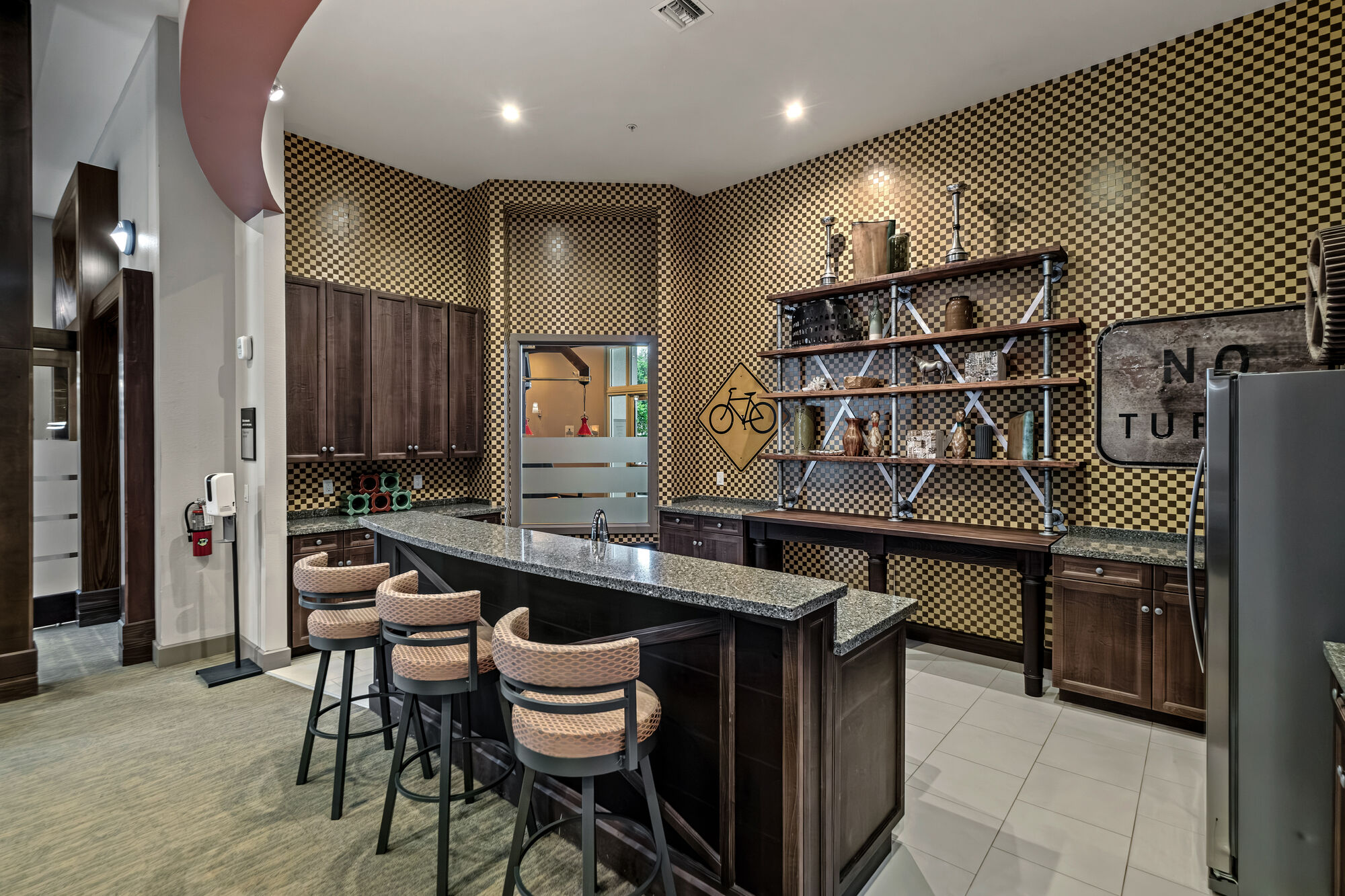 Clubhouse lounge with kitchenette