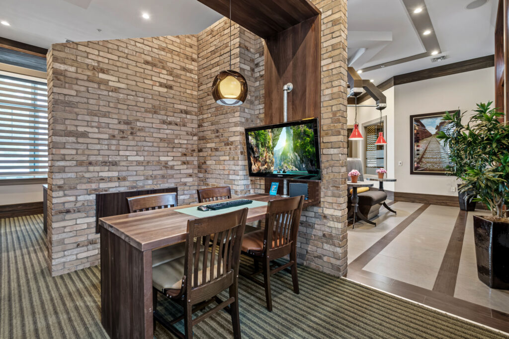 Clubhouse with tables and TV