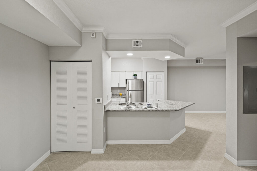 Open concept kitchen with breakfast bar