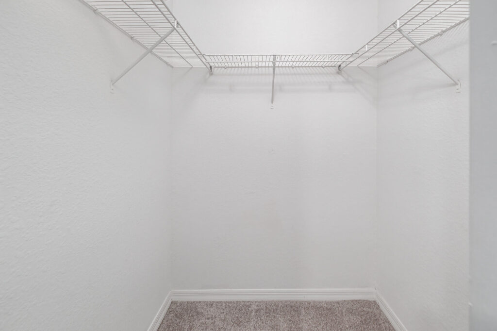 Walk in closet with shelves